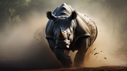 rhinoceros in the fog