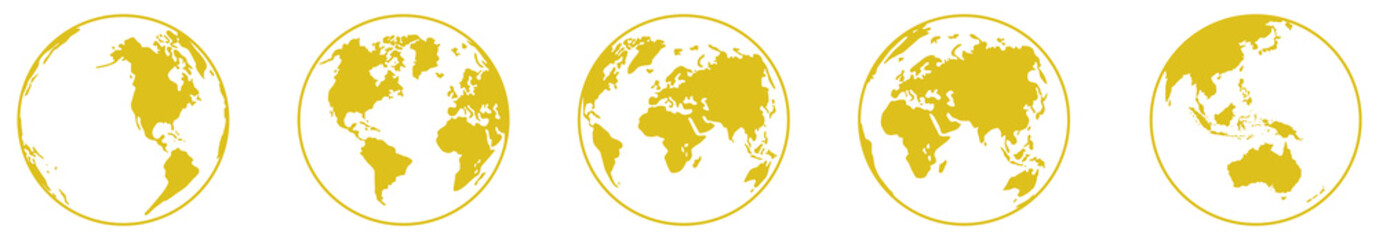 Fototapeta na wymiar World Map on Globe Silhouette for Icon, Symbol, App, Website, Pictogram, Logo Type, Art Illustration or Graphic Design Element. Format PNG