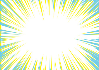 黄色と水色の爽やかな集中線