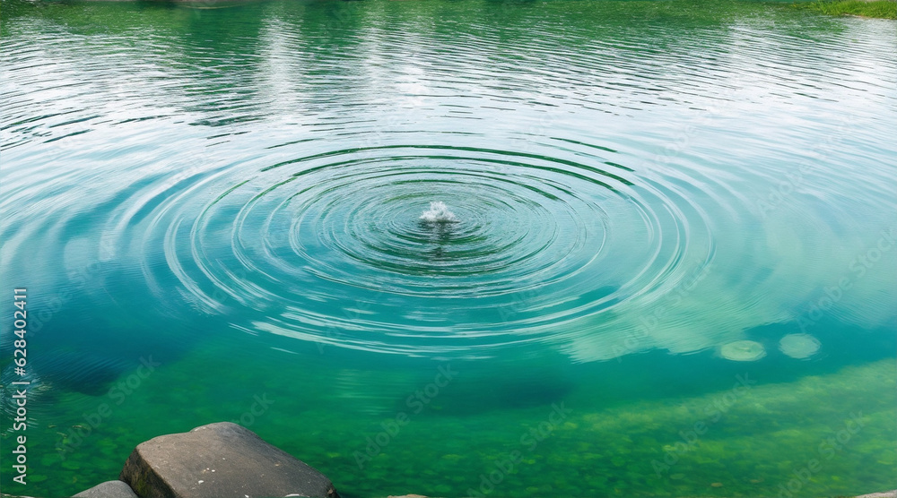 Wall mural serene water rings. generative ai.