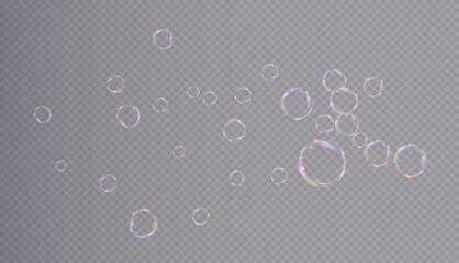 Bubble vector PNG. Set of realistic soap bubbles. Bubbles are located on a transparent background. Vector flying soap bubbles. Water glass bubble realistic png	
