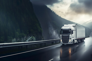 AI generated image of truck on the road