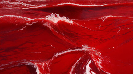 Splash of red water on light background. Generative AI.