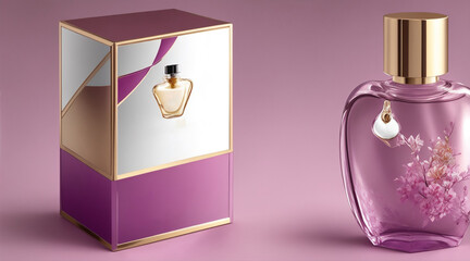 Women perfume glass bottle advertising promotional mockup product. Generative AI.