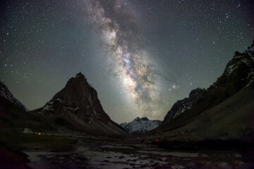 night view of gonbo rongjon mountain in zanskar valley in Ladakh region