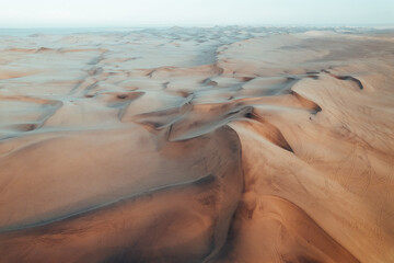Aerial Dune Textures of Namibian Desert, sunset at Swakopmund, Namibia, Africa