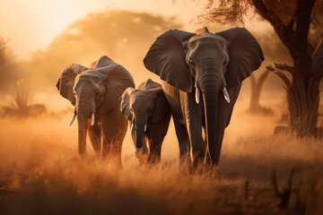 Herd of elephants in Africa