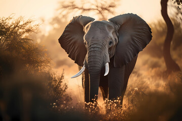 Fototapeta na wymiar Portrait of a majestic elephant