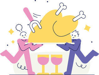 mukbang with friend illustration