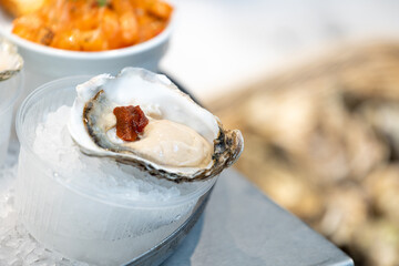 Fresh oysters in a traditional market