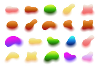 Gradient Grainy Blobs PNG transparent noise texture holographic blur abstract background, mesh gradient blend with colorful. Vector illustration of rainbow color dots, light refraction effect