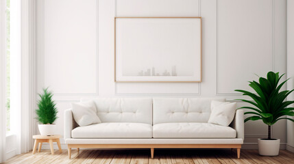 Mockup white scandinavian living room, ai generated