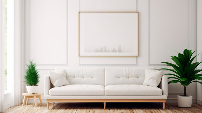 Mockup white scandinavian living room, ai generated © Outlander1746