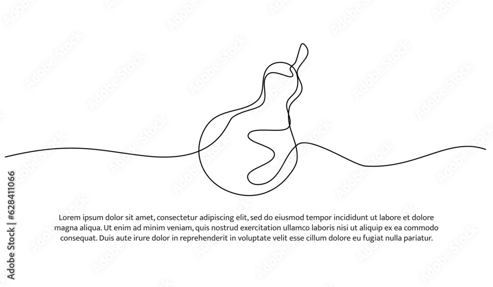 Aufkleber pear one continuous line design. fruits symbol design concept. decorative elements drawn on a white 