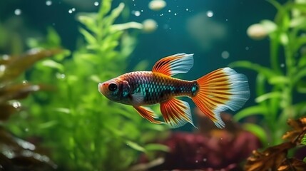 guppy fish in the aquarium colorfull
 - obrazy, fototapety, plakaty