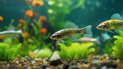 guppy fish in the aquarium colorfull
