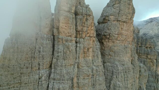 Mountains immersed in fog