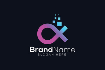 Trendy and Professional alpha Technology logo design vector template