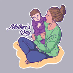 Vector flat happy mother's day illustration