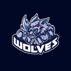 Vector wolf gamer mascot logo template for sport bussiness and gaming