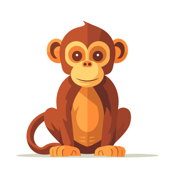 Monkey logo design. Abstract cute monkey isolated.