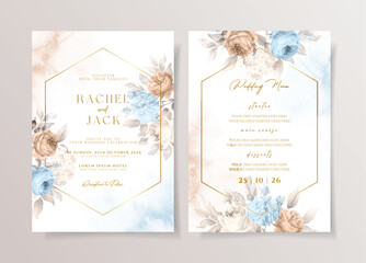 Boho wedding invitation card with beautiful floral