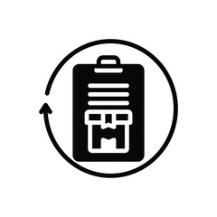 Black solid icon for returning