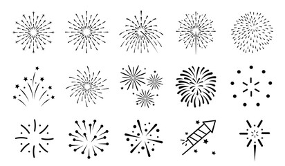 Different Isolated Illustrations Set Of Flat Firework Icons