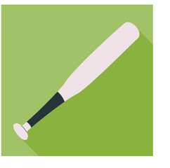 baseball bat icon with long shadow on green 