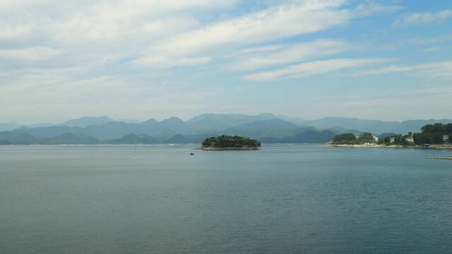 Time lapse of Thousand-Island Lake, Zhejiang, China.