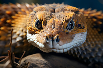 Western diamondback rattlesnake ready to attack - AI generated
 - obrazy, fototapety, plakaty