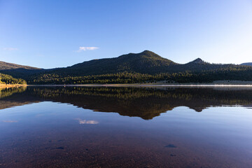 Fototapeta na wymiar lake reflection, delmoe lake