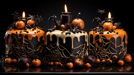 Halloween cakes. Generative AI