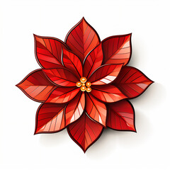 red christmas poinsettia isolated on white - generative ai