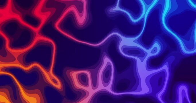 Abstract animated contour topographic contour map. Moving waves on a gradient background. Transformation and displacement of contour lines. Looped animation 4K..