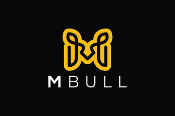 Trendy and Professional letter M bull head logo design vector template