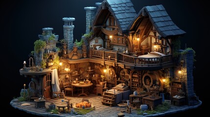 Fototapeta premium isometric_dark_fantasy_magic_word