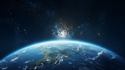 Obraz na płótnie Canvas Cinematic shot of planet earth globe clouds and space