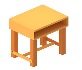 3d render of mini school table/desk isolated with no background