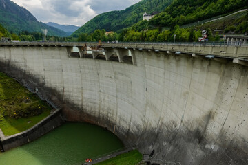 huge dam from a river in a wonderful mountain landscape