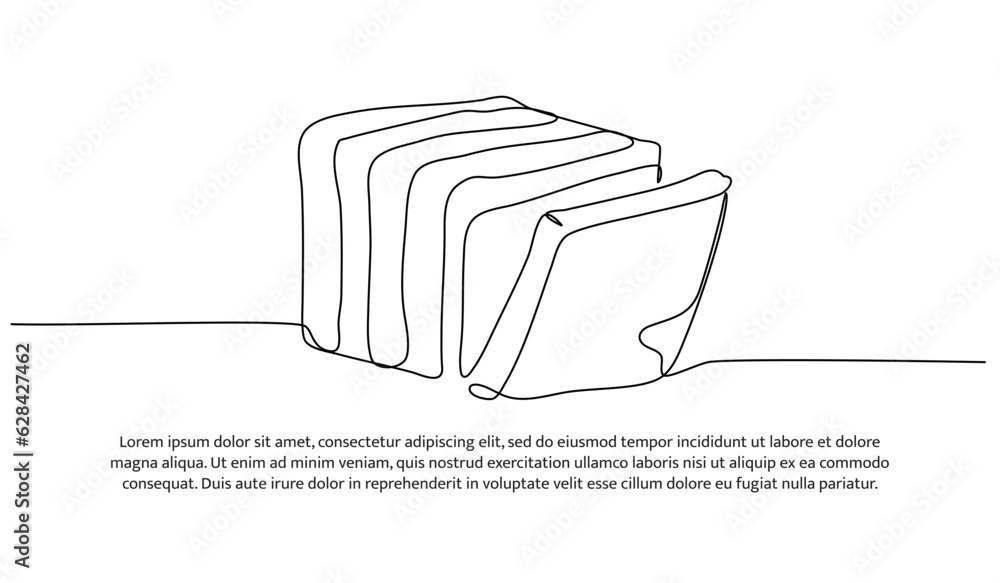 Poster bread slice one continuous line design. decorative elements drawn on a white background.