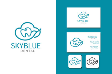 SKYBLUE DENTAL logo design vector template and business card with editable text
