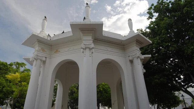 Central Temple in Parque de los Novios, Santa Marta, Colombia, Panoramic Low Angle View
