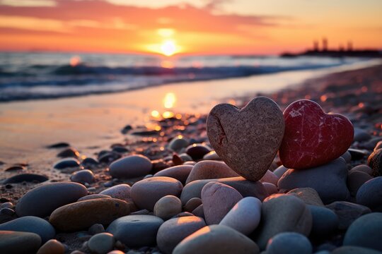 Heart-shaped pebble on a beach