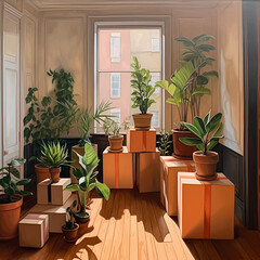 Sunny room filled with an array of lush indoor plants and warm, natural light.