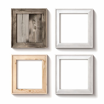 Set four Wooden vintage frame for photos pictures - Generative AI