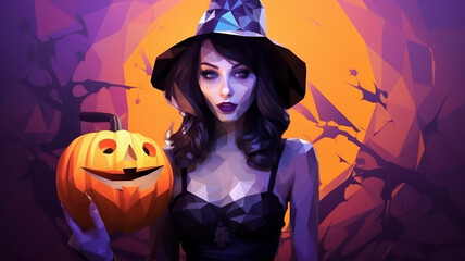 Woman holding a jack o lantern pumpkin