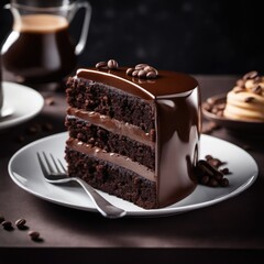 chocolate cake with coffee