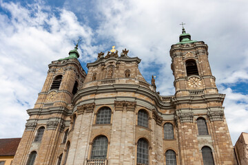 Facade of Saint Martin's Basilica in Weingarten. Former main church of Weingarten abbey