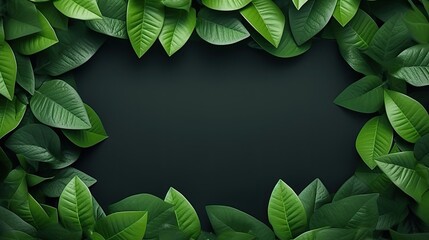 green leaves frame background